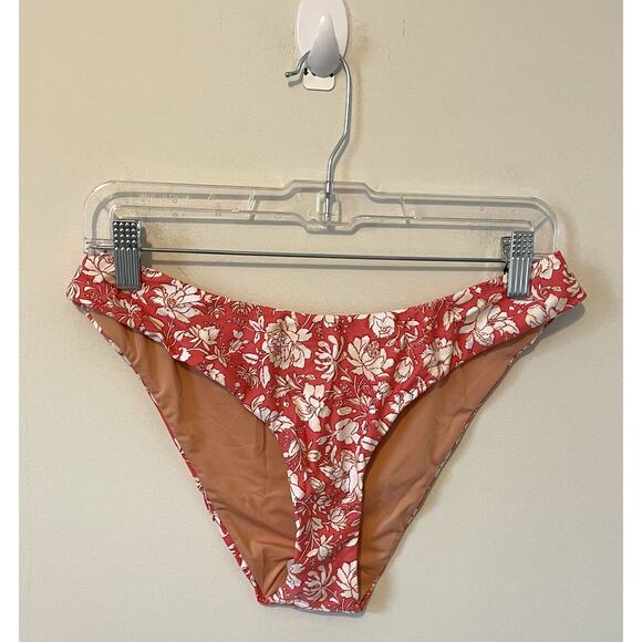 J. Crew Floral Swim Bikini Bottom Mauve Pink Tan Cream Size M NEW - Picture 2 of 9